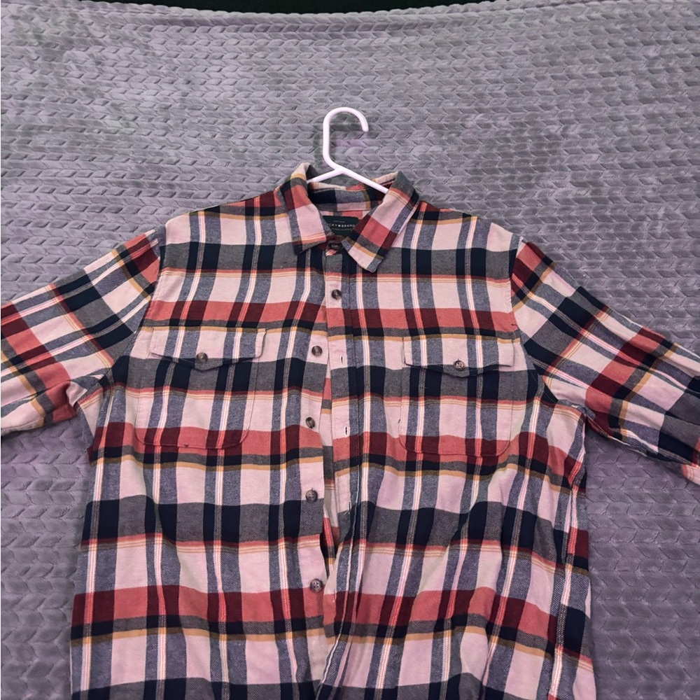 Lucky Brand Red and Blue Casual Button Down Shirt